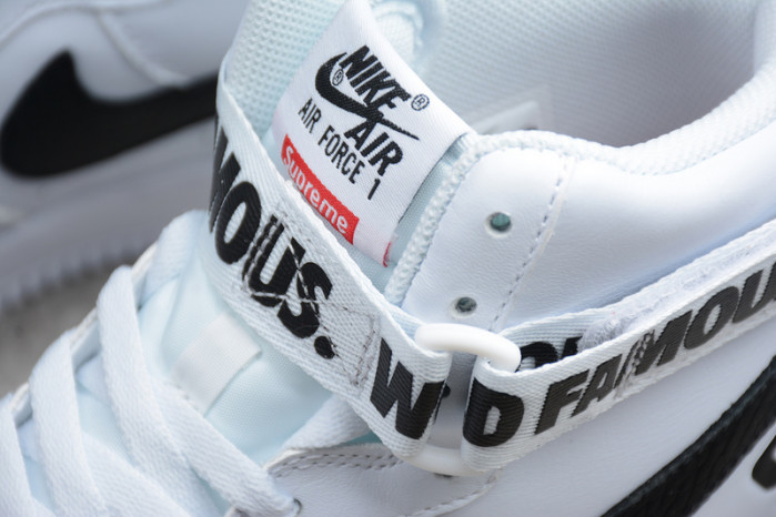 NIKE SUPREME AIR FORCE 1 ONE HIGH HI WHITE WORLD FAMOUS 698696-100