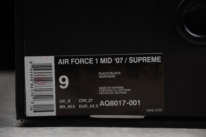 Air Force 1 Mid Supreme NBA Black AQ8017-001