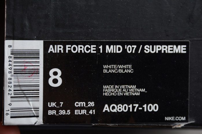 SUPREME X NBA X AIR FORCE 1 MID 07 WHITE AQ8017-100